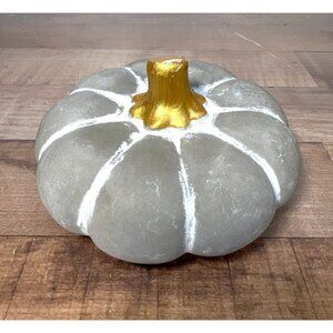 Decorative Concrete Pumpkin With Gold Stem